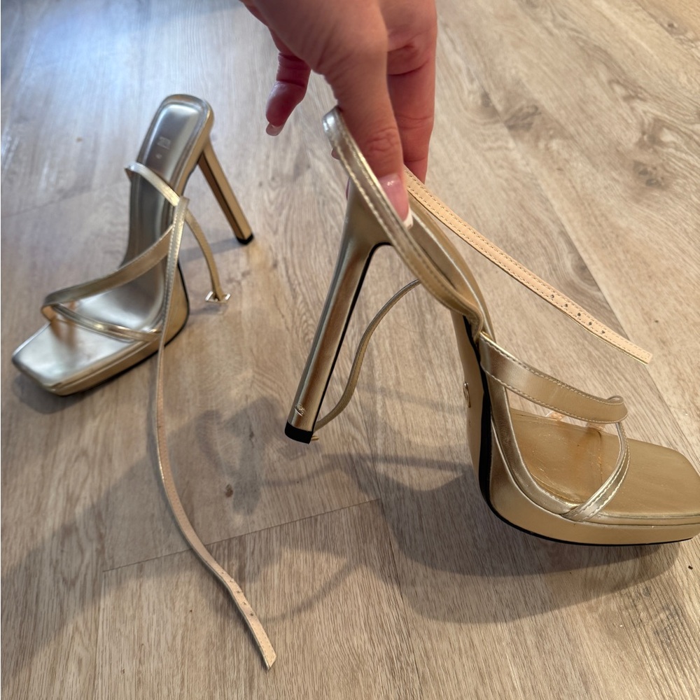 Zara Gold Strappy High Heels